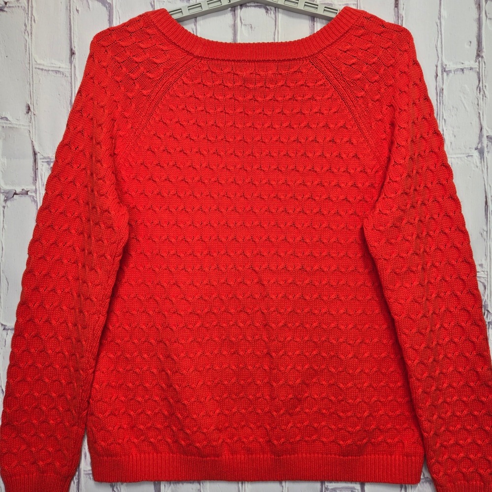 Old Navy Womens XL Red Textured Honeycomb Knit Raglan Sleeve Pullover Sweater - Picture 3 of 7